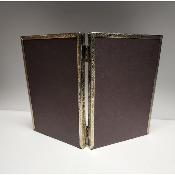 Ornate Brass Free Standing Double Picture Frame Vintage - Picture 2 of 10